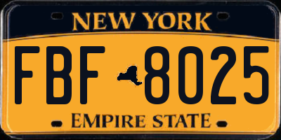 NY license plate FBF8025