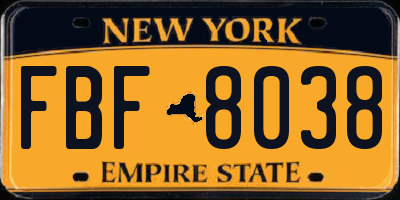 NY license plate FBF8038