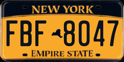 NY license plate FBF8047