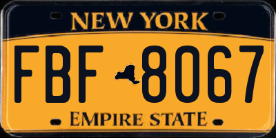 NY license plate FBF8067