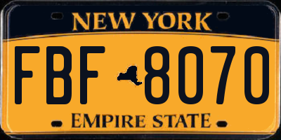 NY license plate FBF8070
