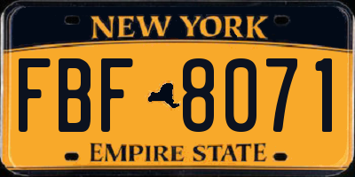 NY license plate FBF8071