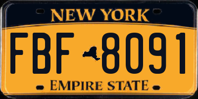 NY license plate FBF8091