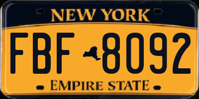 NY license plate FBF8092