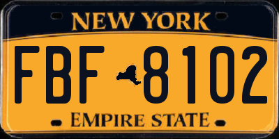 NY license plate FBF8102