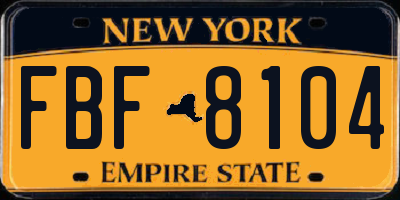 NY license plate FBF8104