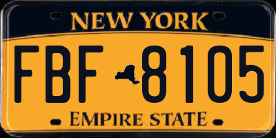 NY license plate FBF8105