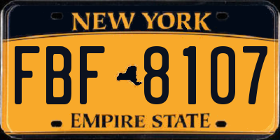 NY license plate FBF8107