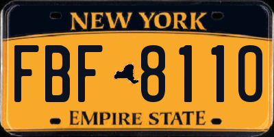 NY license plate FBF8110