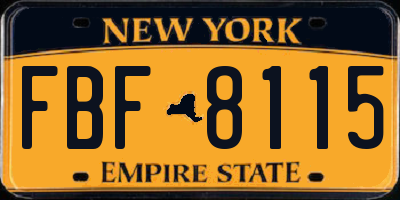 NY license plate FBF8115
