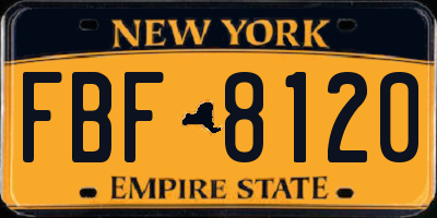 NY license plate FBF8120