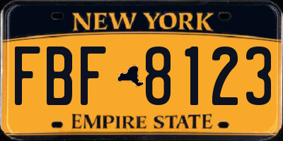 NY license plate FBF8123