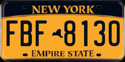 NY license plate FBF8130