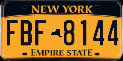 NY license plate FBF8144