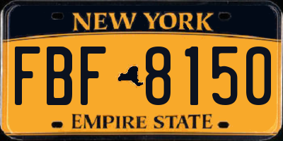 NY license plate FBF8150