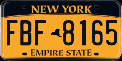 NY license plate FBF8165