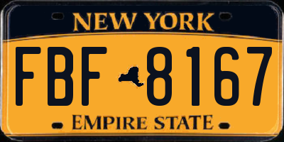 NY license plate FBF8167