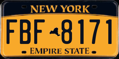 NY license plate FBF8171
