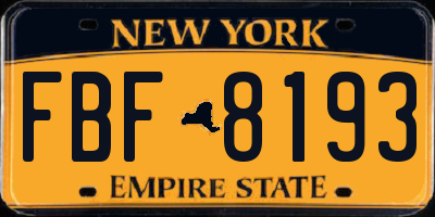NY license plate FBF8193