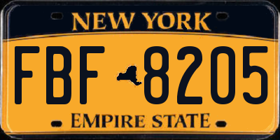 NY license plate FBF8205