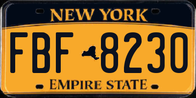 NY license plate FBF8230