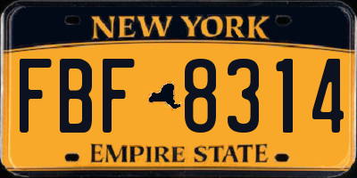 NY license plate FBF8314