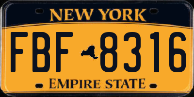 NY license plate FBF8316