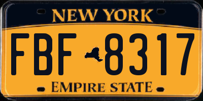 NY license plate FBF8317