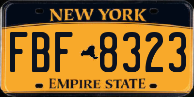 NY license plate FBF8323