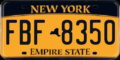 NY license plate FBF8350