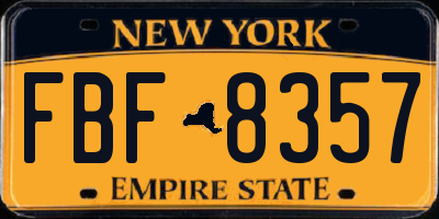 NY license plate FBF8357