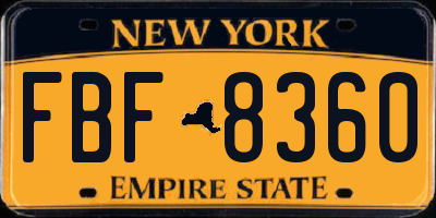 NY license plate FBF8360