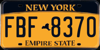 NY license plate FBF8370