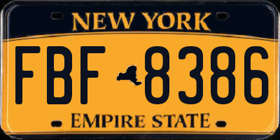 NY license plate FBF8386