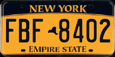 NY license plate FBF8402