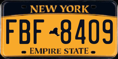 NY license plate FBF8409