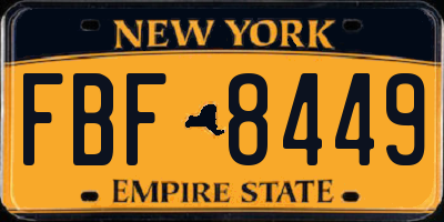 NY license plate FBF8449