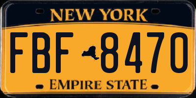 NY license plate FBF8470