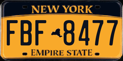 NY license plate FBF8477