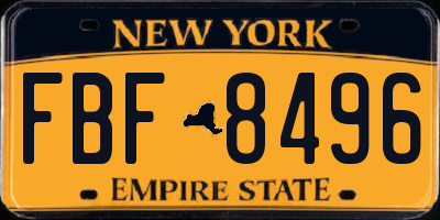 NY license plate FBF8496