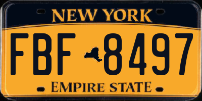 NY license plate FBF8497
