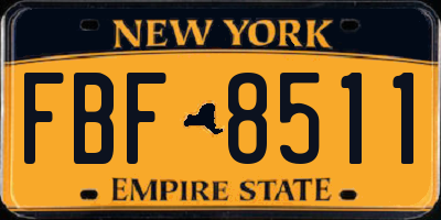NY license plate FBF8511