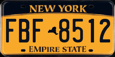 NY license plate FBF8512