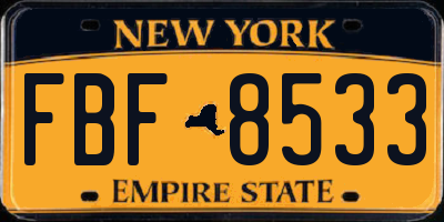 NY license plate FBF8533