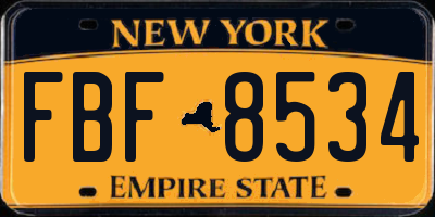 NY license plate FBF8534