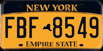 NY license plate FBF8549