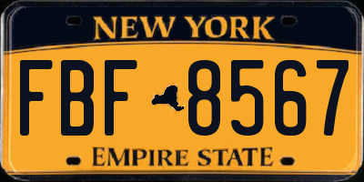 NY license plate FBF8567