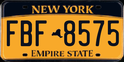 NY license plate FBF8575