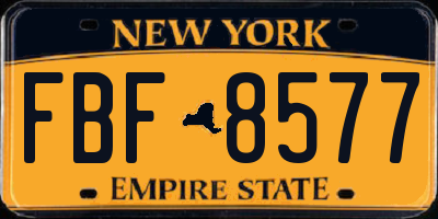 NY license plate FBF8577