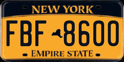 NY license plate FBF8600